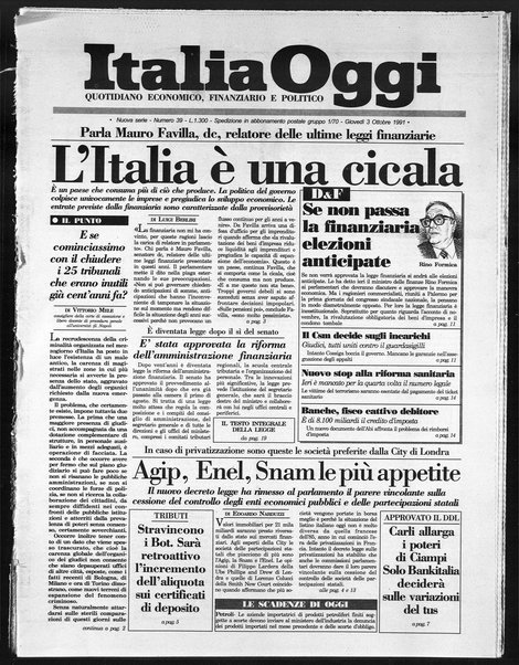 Italia oggi : quotidiano di economia finanza e politica